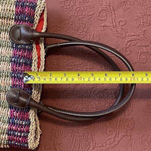 WOVEN STRAW TOTE BAG Double Handle Handbag Purse MULTI COLORED 11 x 11  1101A - Picture 7 of 8